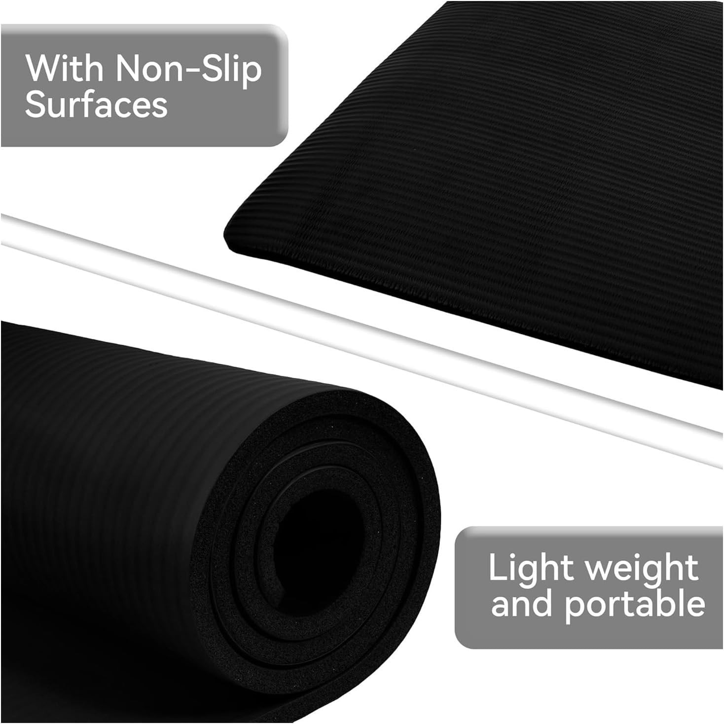 Non-Slip Yoga Mat, 71&Prime; x 24&Prime; – Anti-Tear, Moisture Resistant & Portable