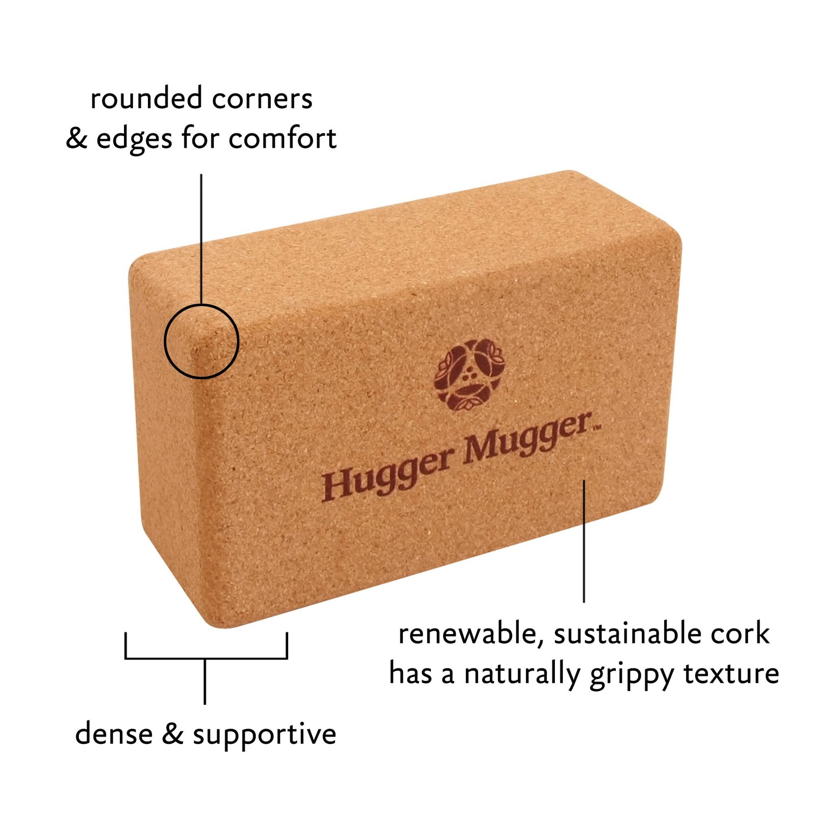 Hugger Mugger Cork Yoga Block Naturally Grippy Texture, Durable, Made from R…