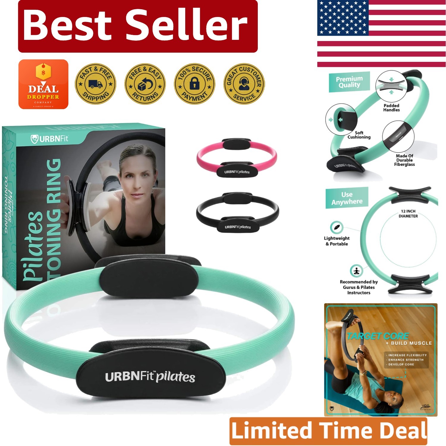 Versatile 12-Inch Pilates Circle with Dual Grip – Perfect for Toning & Sculpting