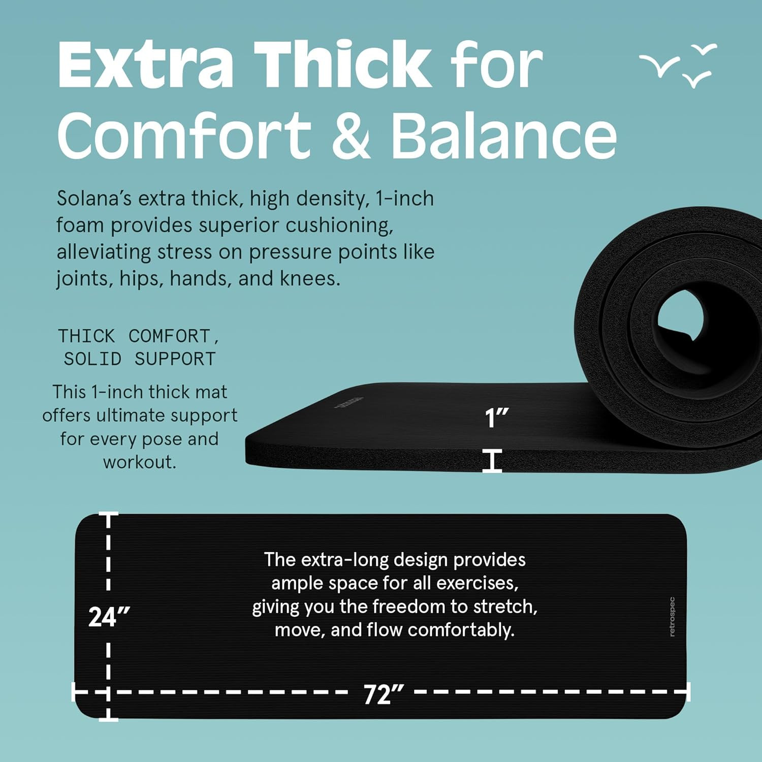 Retrospec Solana 1 Inch Yoga Mat
