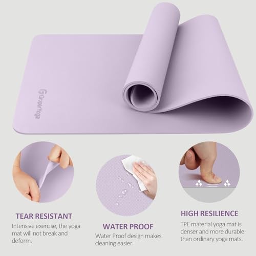 Yoga Mat Non Slip, 72&Prime;L x 24&Prime;W x 0.24&Prime;/0.32&Prime;TH, 0.24*24*72 Inches Lavender