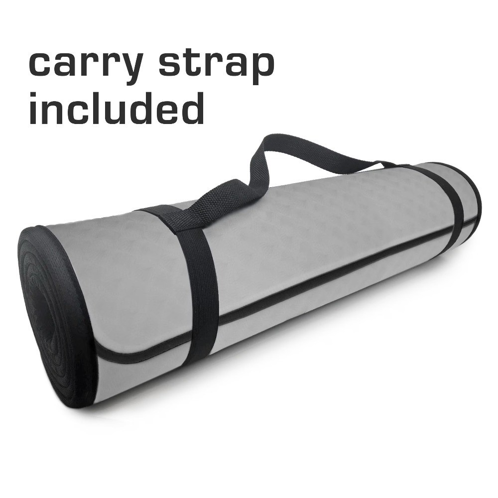 Extra Thick 8mm High Density Exercise Yoga Mat for Fitness Pilates Non Slip Grey