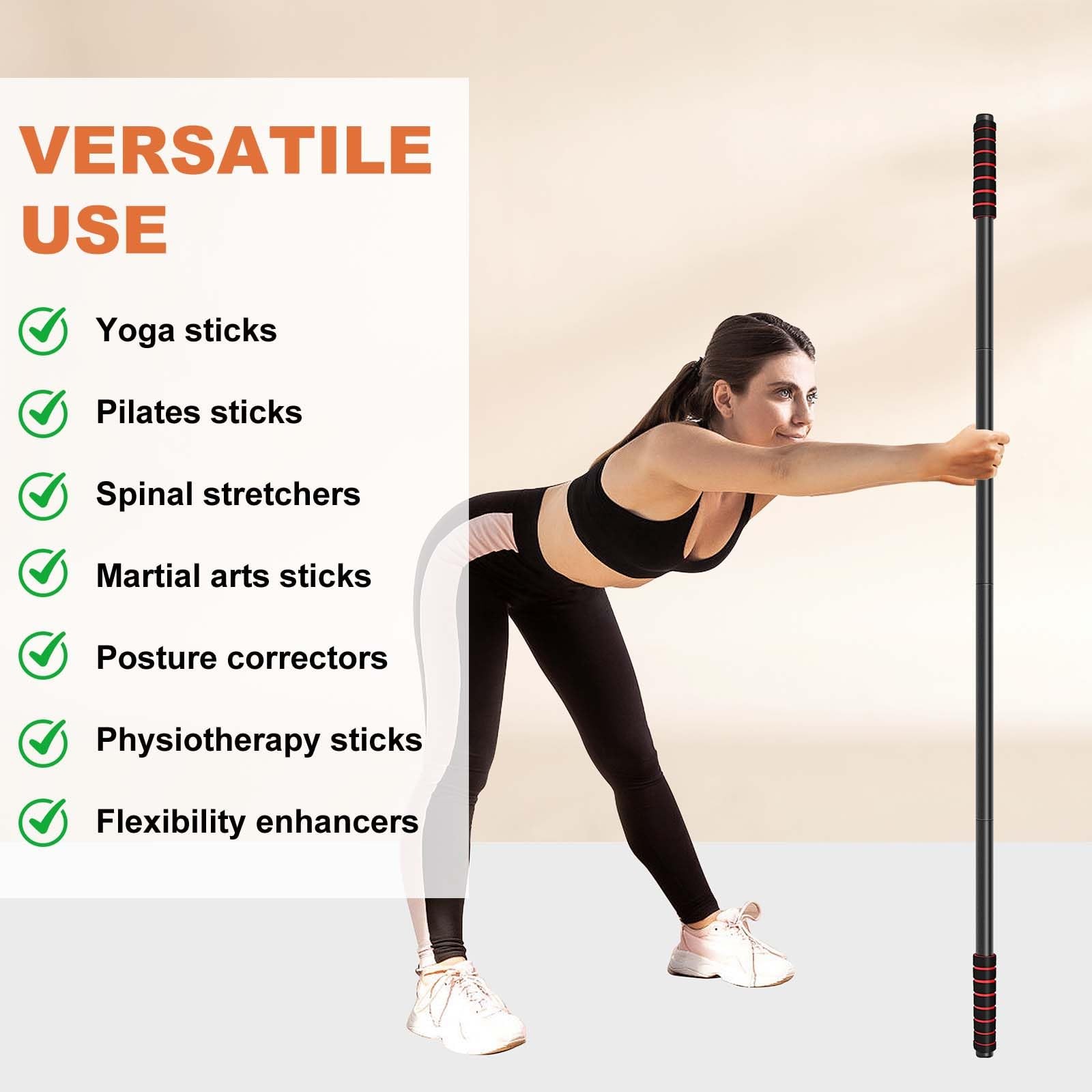 RACOC Yoga Stick Sturdy Steel, 5 Ft Adjustable Stretching Stick for Mobility,…