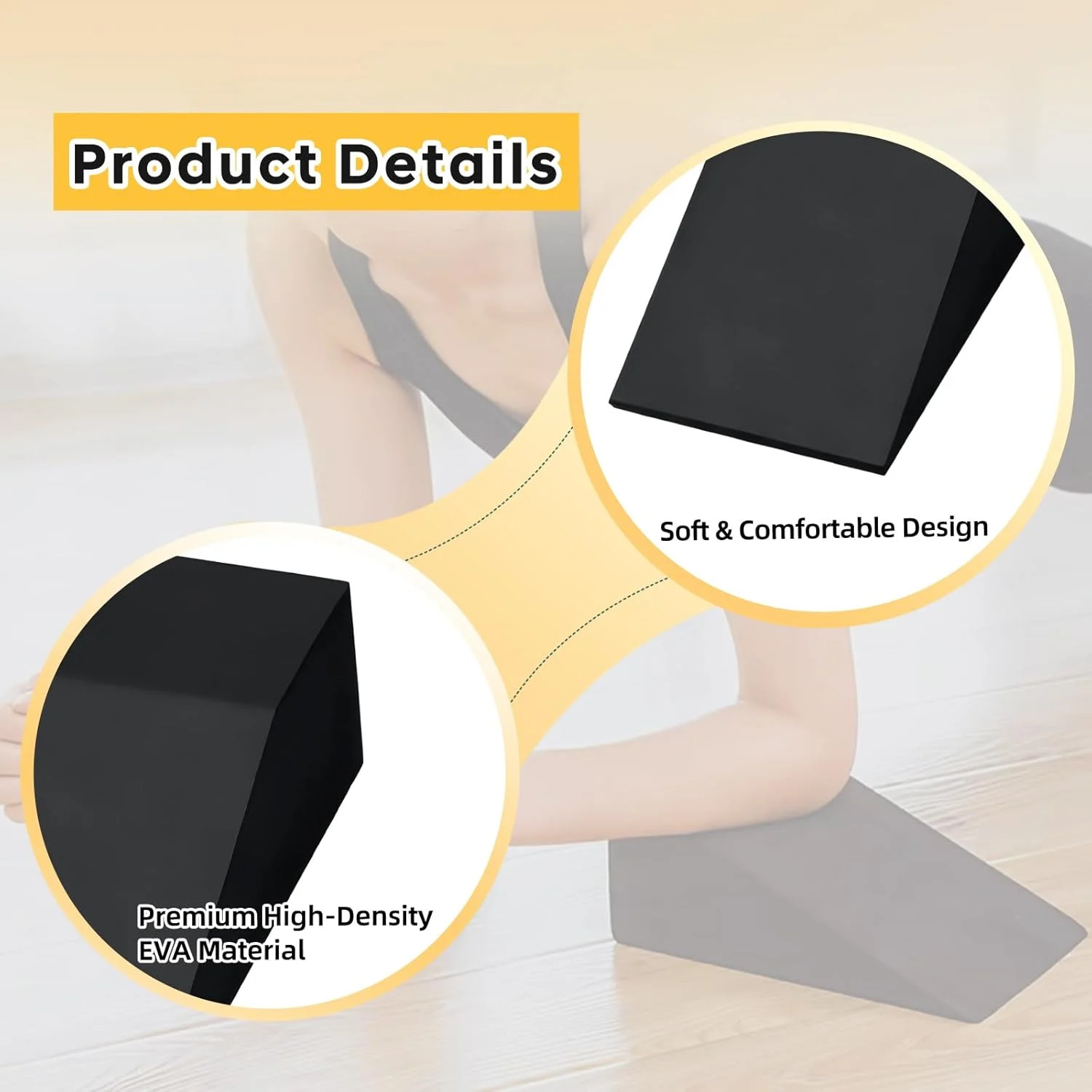 Squat Wedge Block Yoga Wedge Blocks 2 Pack, Yoga Foam Wedges Exercise Foot Wedge