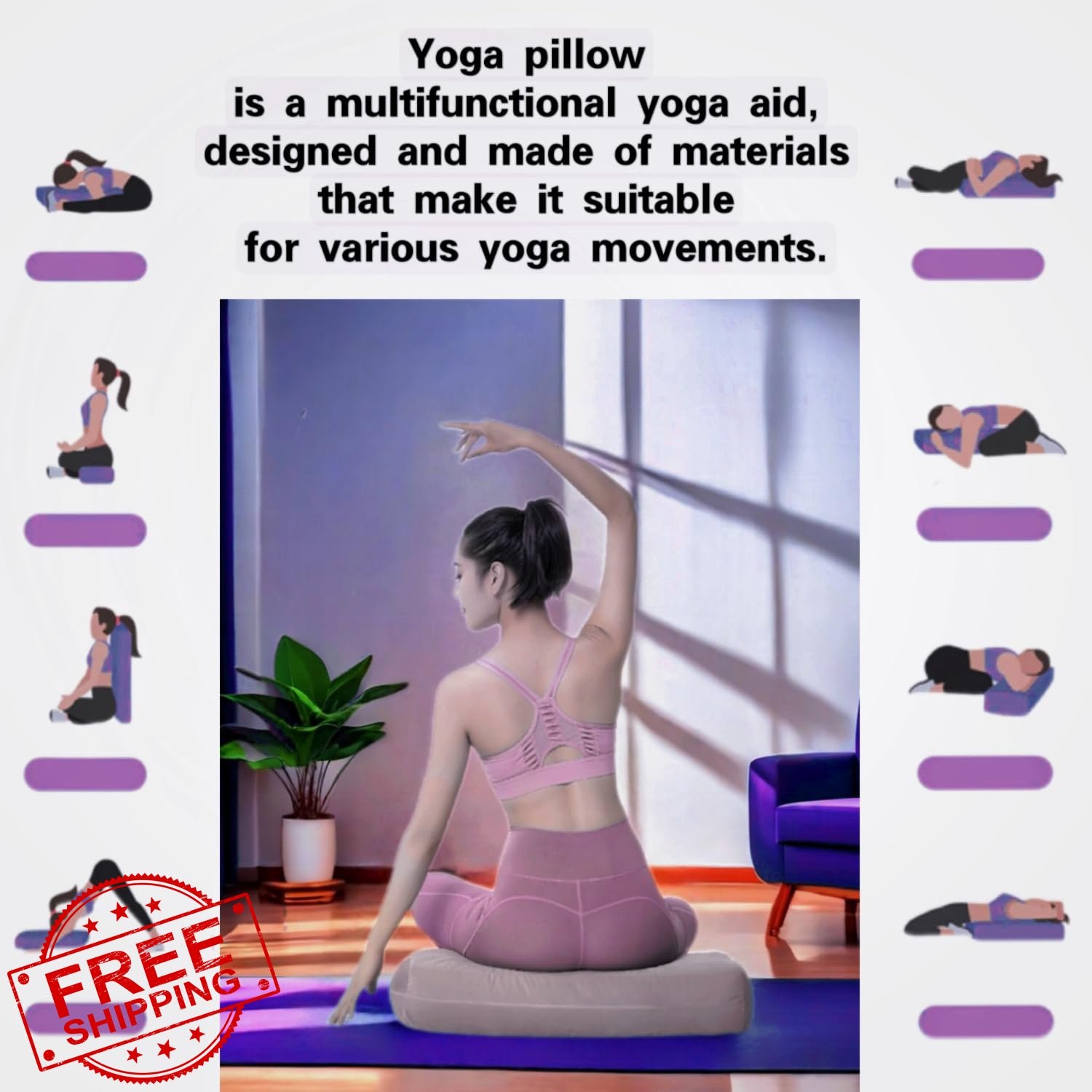 NGT Yoga Bolster Pillow Purple