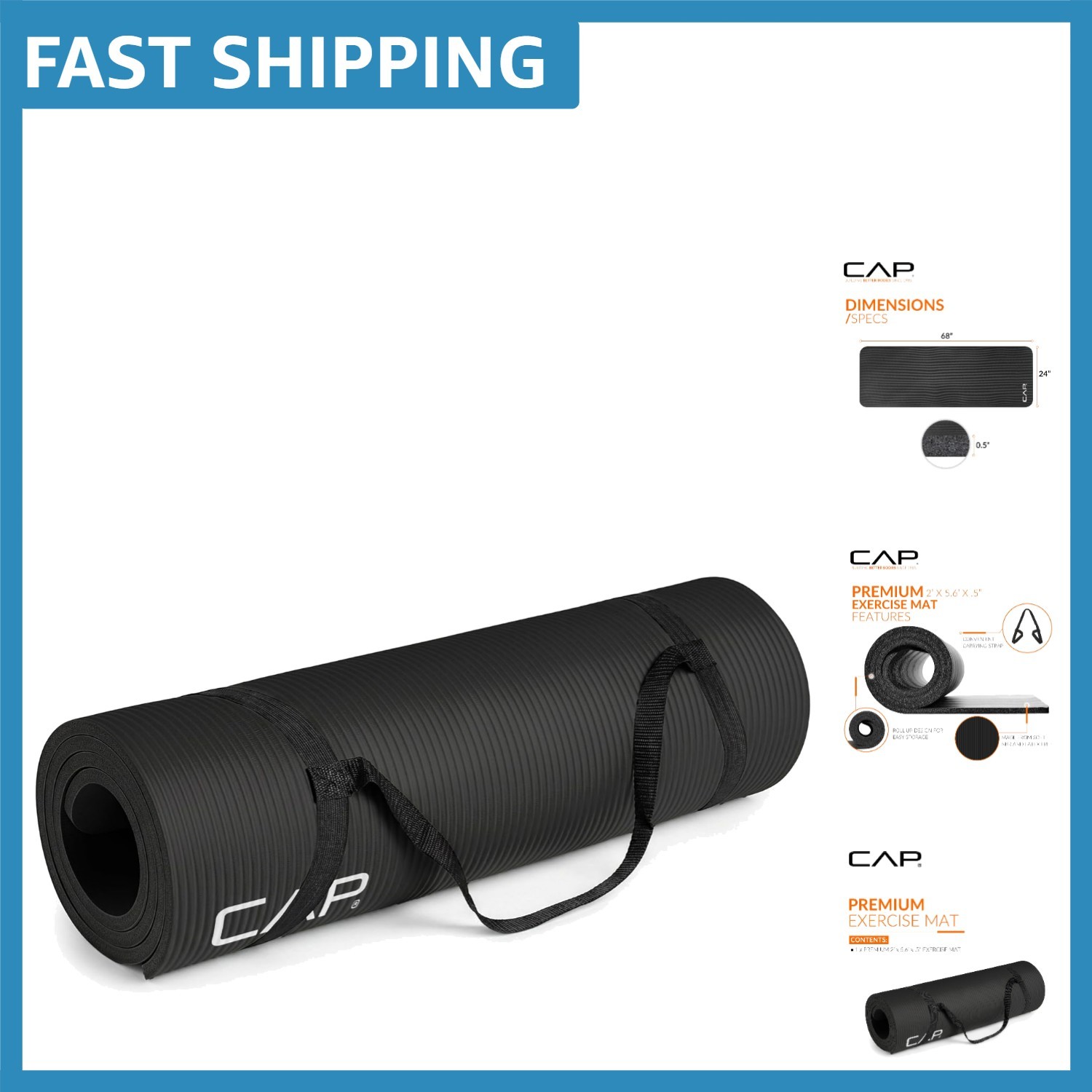 Durable Nitrile Butadiene Rubber Yoga Mat with Strap – Easy to Maintain