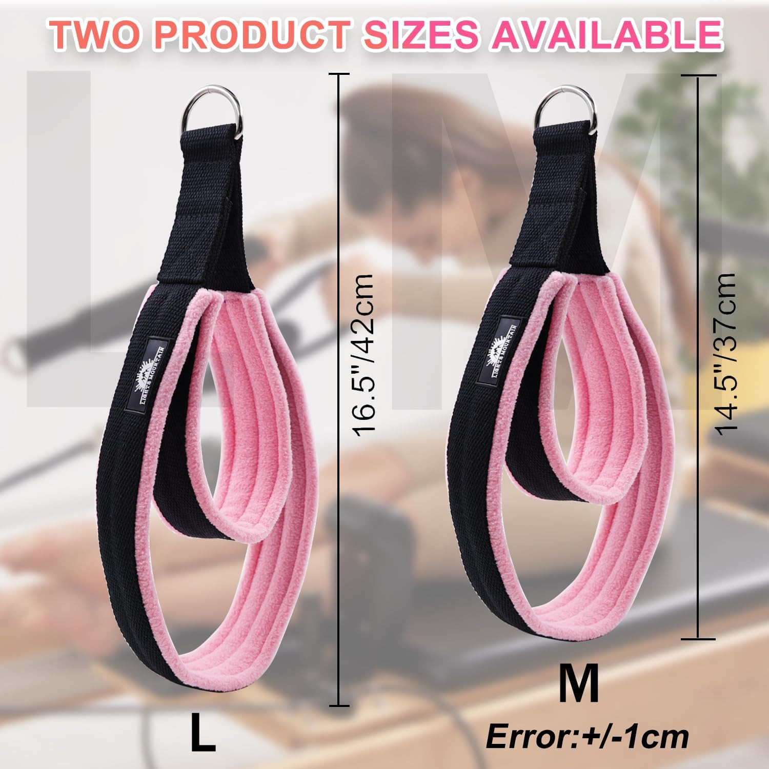 1 Pair Enhanced Pilates Double Loop Straps for Reformer, Thickened D-Ring Han…