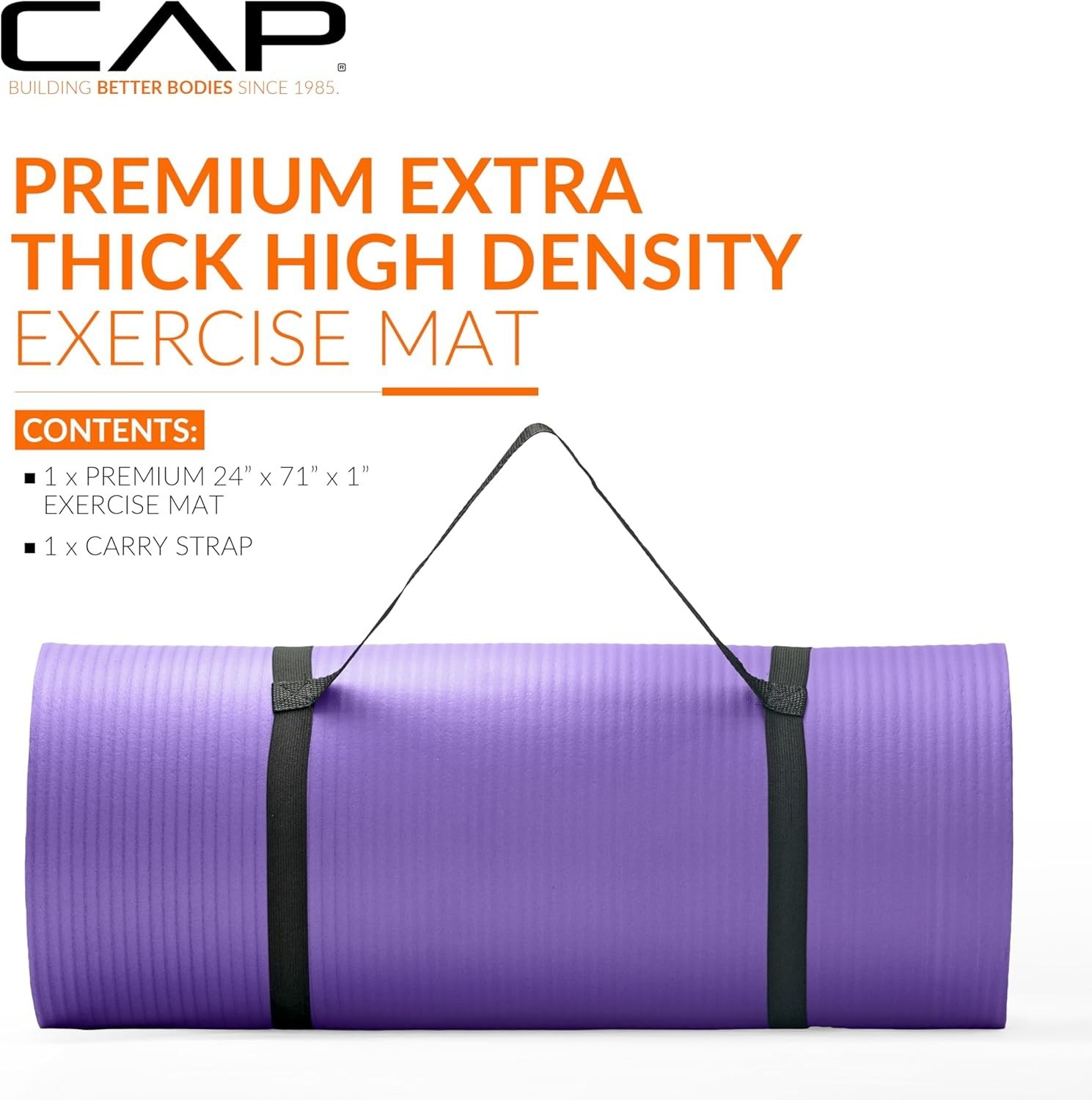 Extra Thick 1-Inch High Density Exercise Mat with Strap – Ideal for Yoga & More