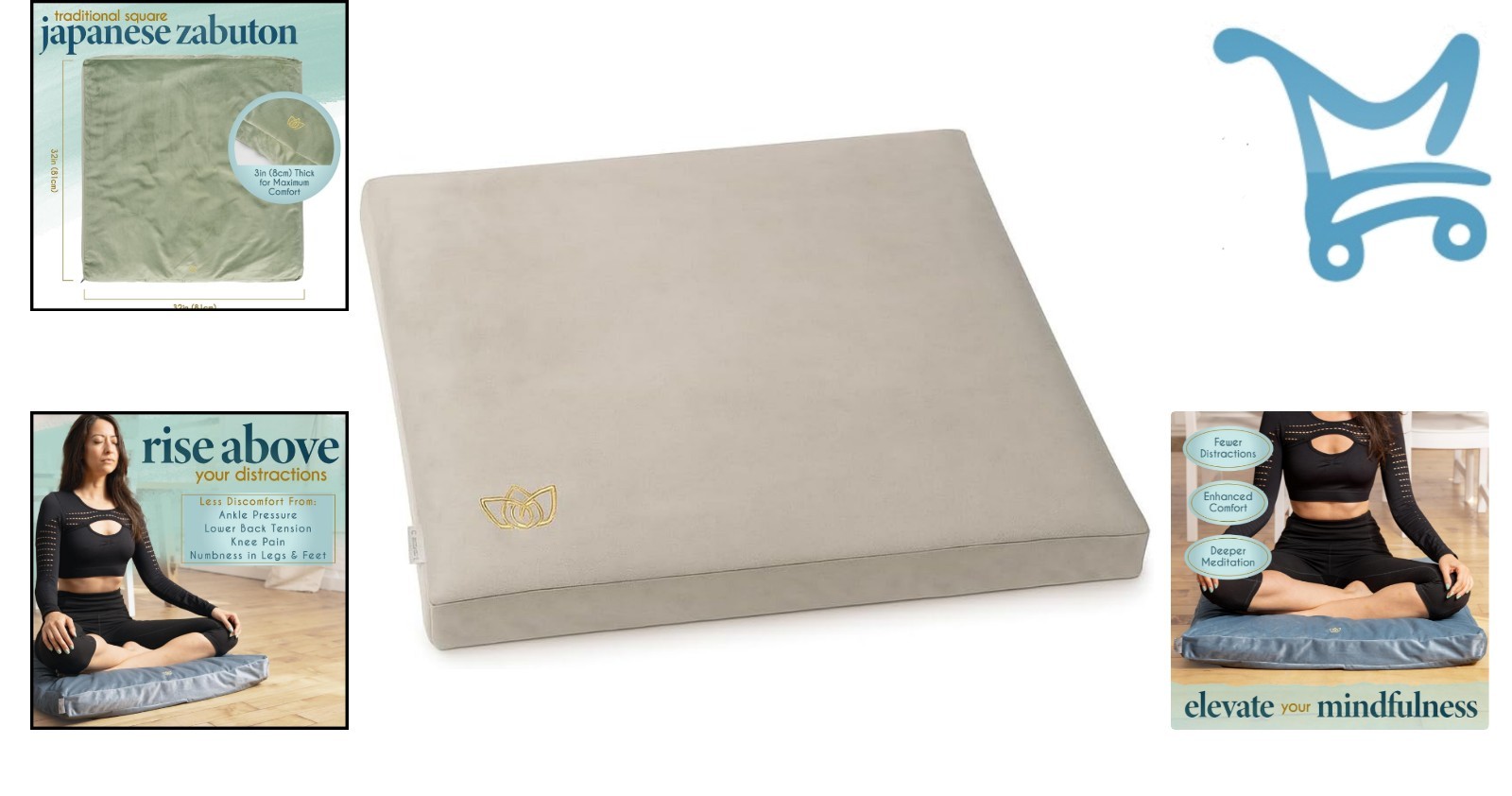 Meditation Cushion Floor Pillow Velvet Support Yoga Relaxation Adults