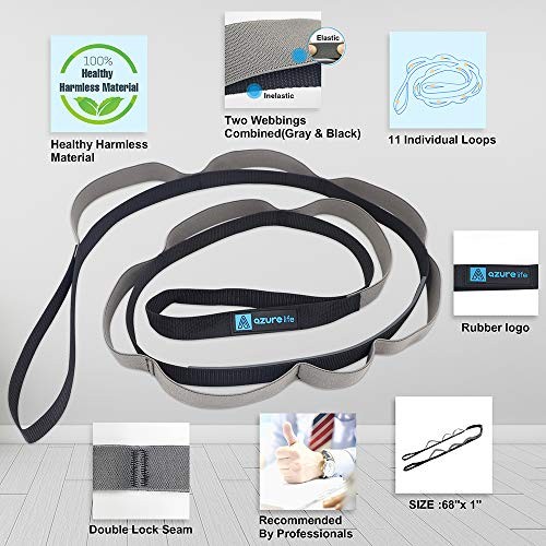 Stretch Strap with 11 Loops, Half Elastic Stretching Strap Band – Stretch Gray