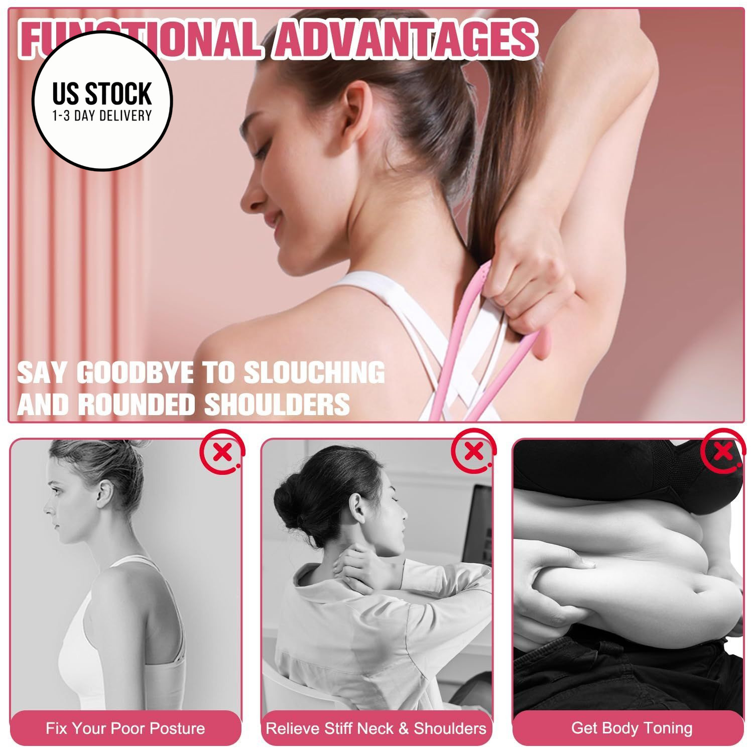 2Pack Figure 8 Resistance Band for Women, Bands Pink and Purple
