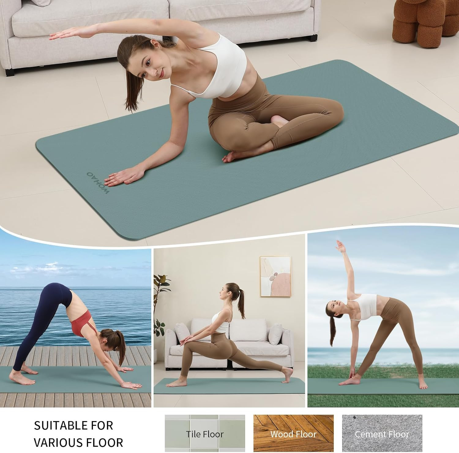 Extra Thick 8Mm Yoga Mat, 72&Prime;X28&Prime; Non Slip Exercise Mat, Reversible 2-Sided Dual