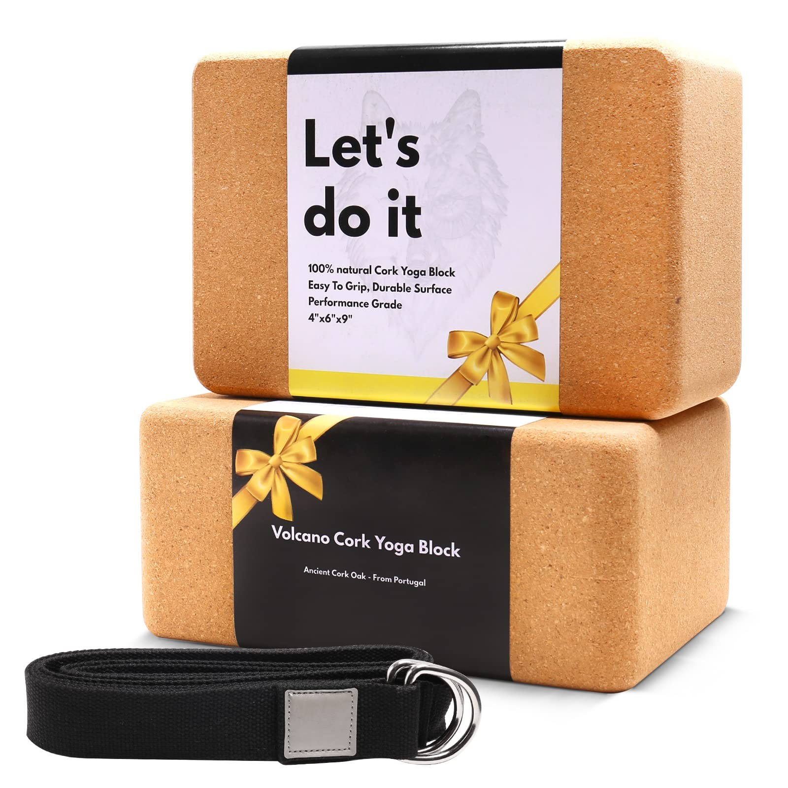 Cork Yoga Blocks 2 Pack, Natural Cork Block with Non Slip Surface, High Densi…