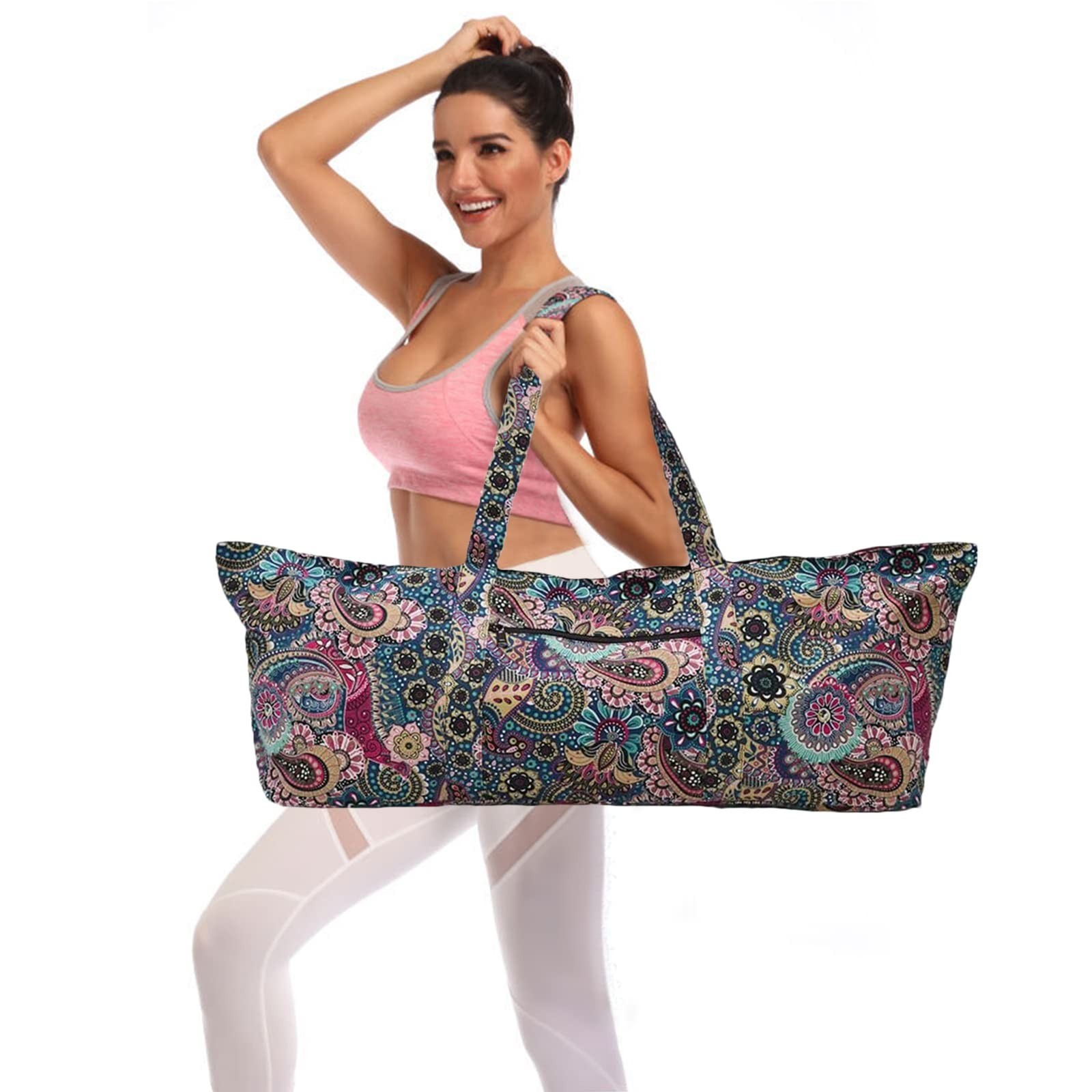 Large Yoga Mat Bag for Women – Zipper Pocket, Fits Most Mats, Ideal Yoga Accesso