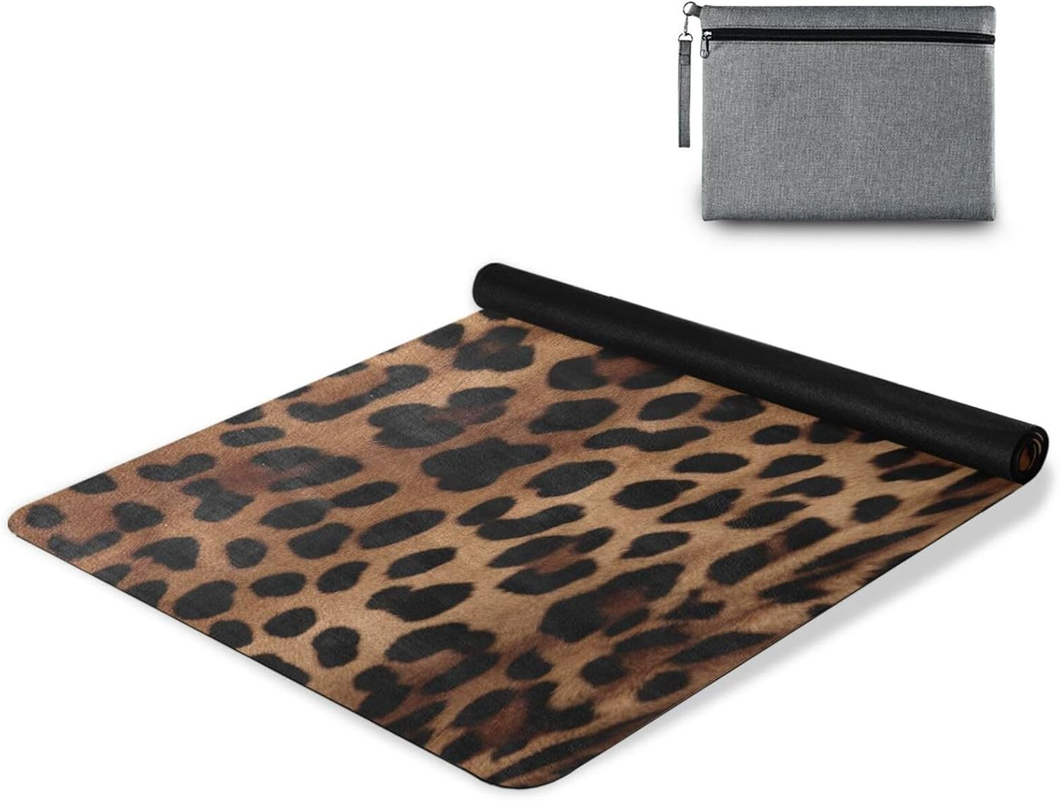 Leopard Print Non-Slip Yoga Mat with Carrying Bag – 71&Prime;x26&Prime; Fitness Mat