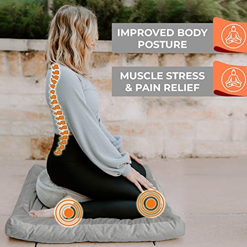 Zabuton Meditation Mat (32&Prime;x32&Prime;x3&Prime;), Premium Velvet Cover w 100% Cotton Grey