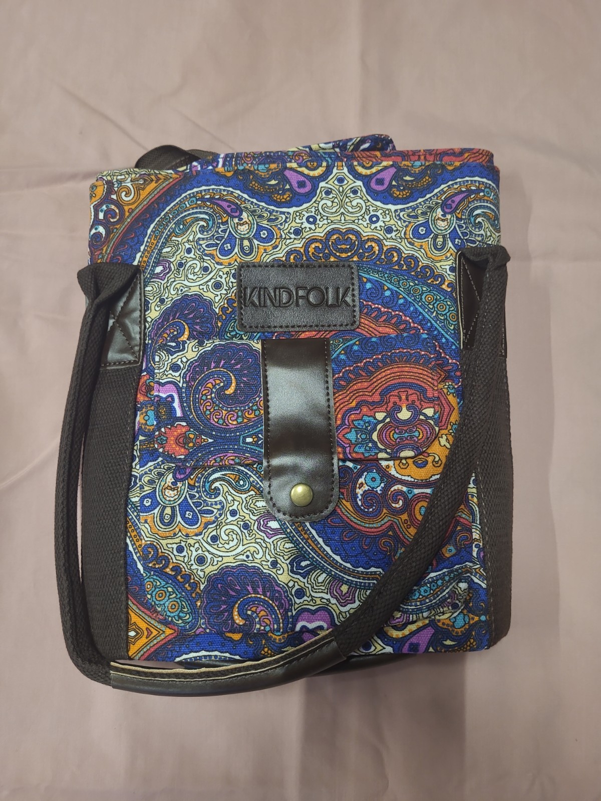 KindFolk Paisley Yoga Mat Bag Tote – Canvas – Zippered Bag & Pocket
