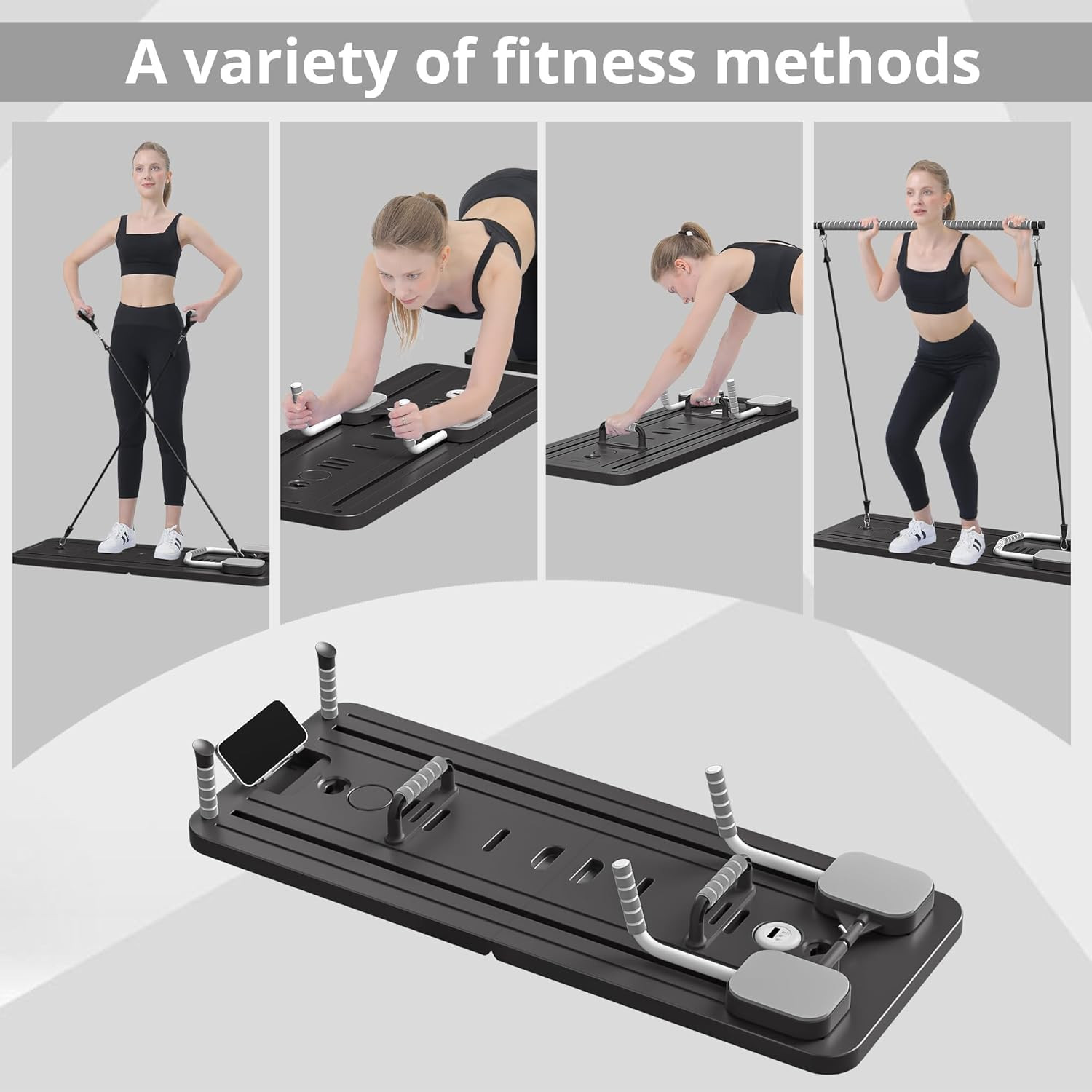 Foldable Pilates Reformer with Resistance Bands & Yoga Stick – Home Pilates Mach