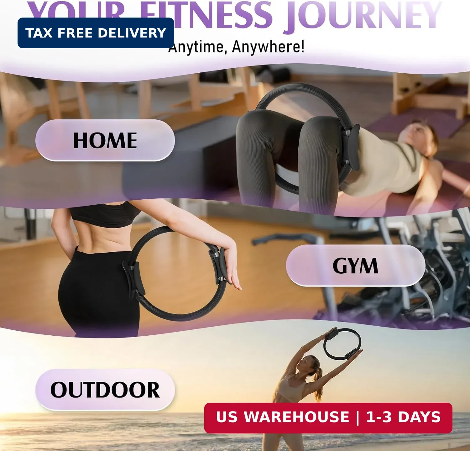 JKSHMYT Pilates Ring Fitness Circle for Women, Pilates Equipment – 14.5&Prime; Home Ma