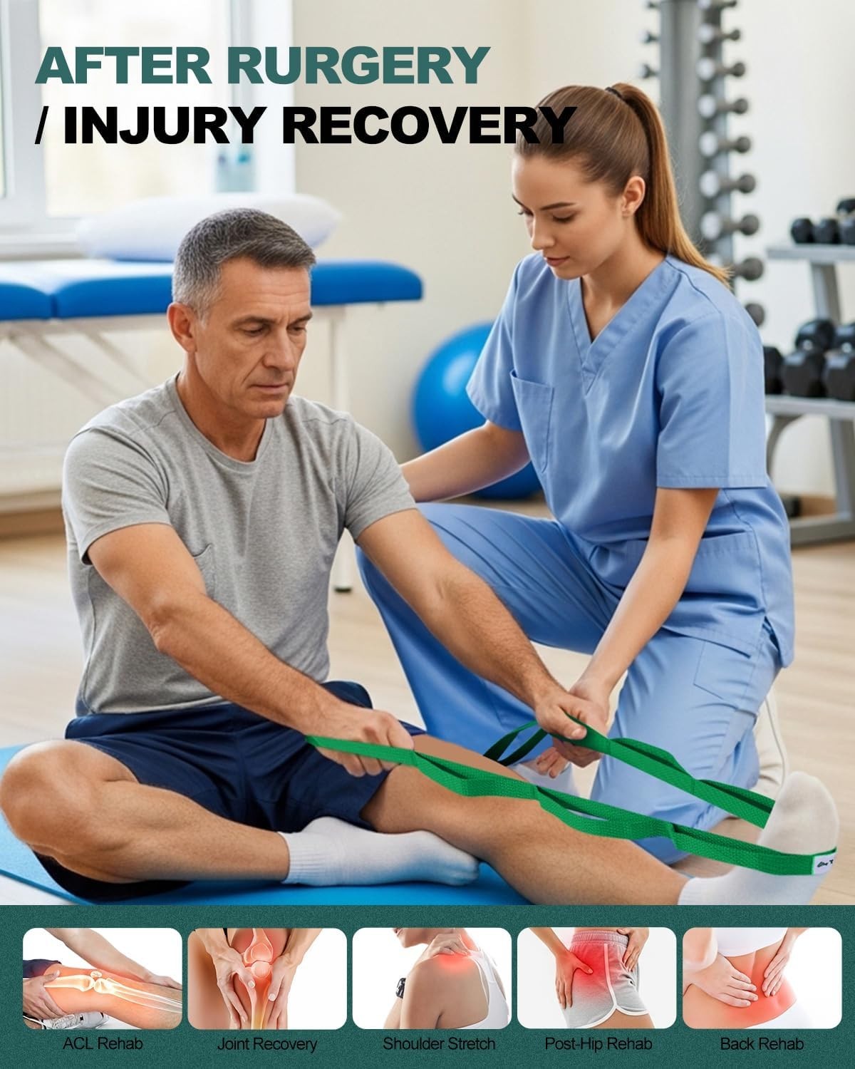 Versatile 75-Inch Stretch Strap & Leg Lifter for Effective Physical Therapy