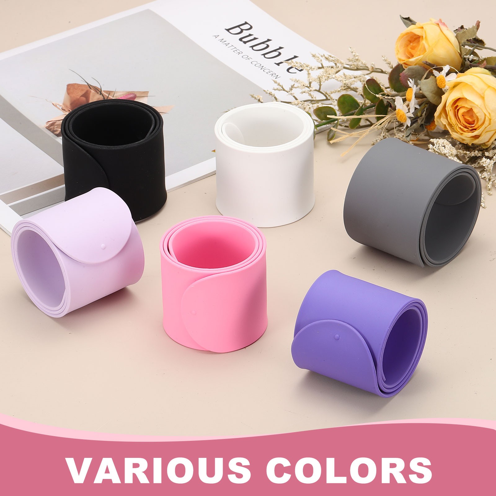 2Pcs Yoga Mat Strap Slap Band One Snap Yoga Mat Slap Band, Light Pink