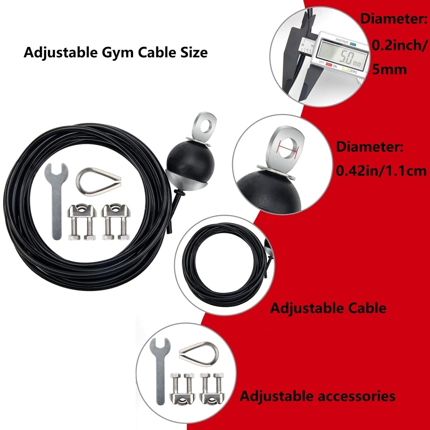 Adjustable Fitness Pulley Cable,Replacement Cable Machine Accessories,Cable P…