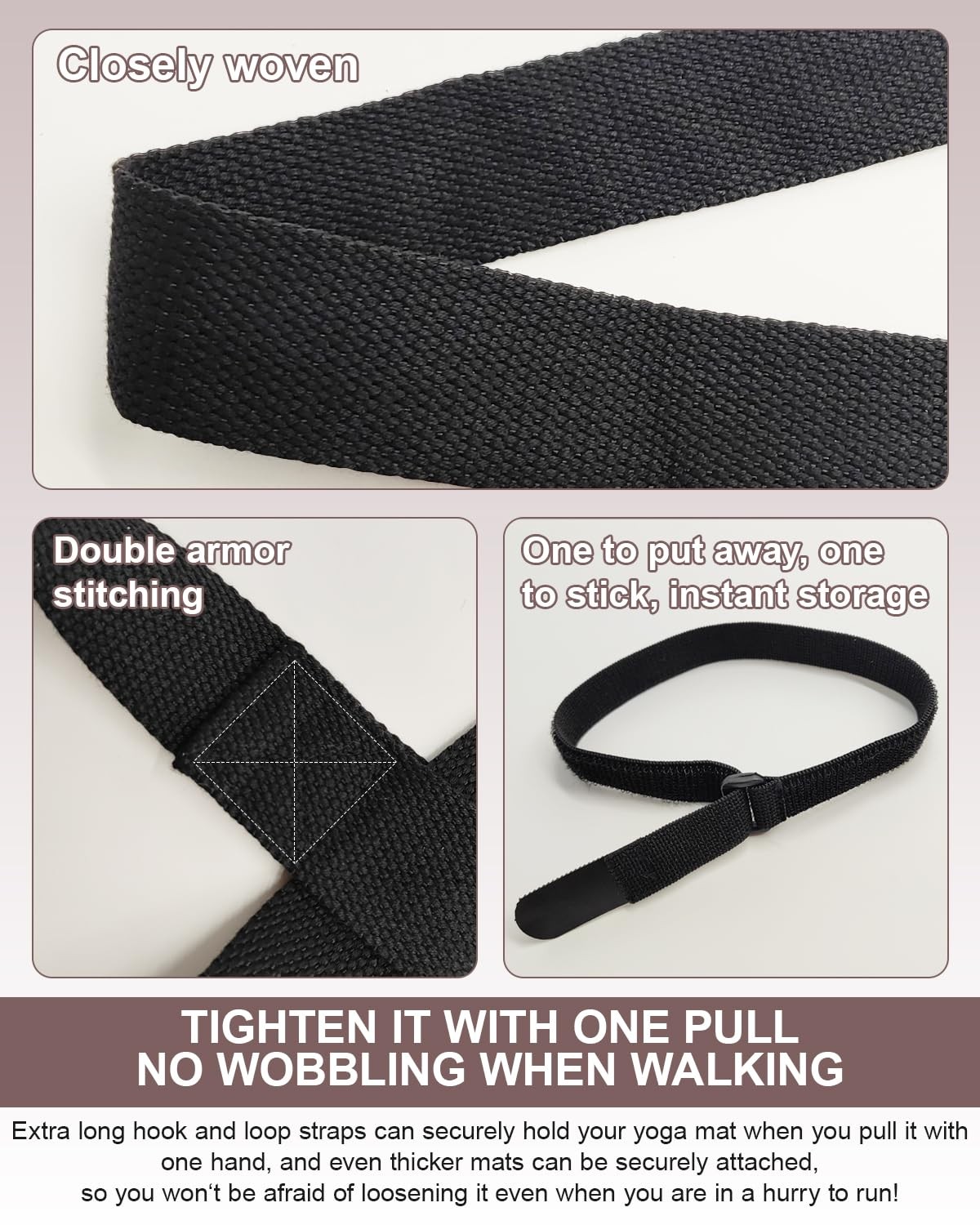 Fyroxx Yoga Mat Carrier, Premium Strap for Carrying 60*1.5 IN, Black
