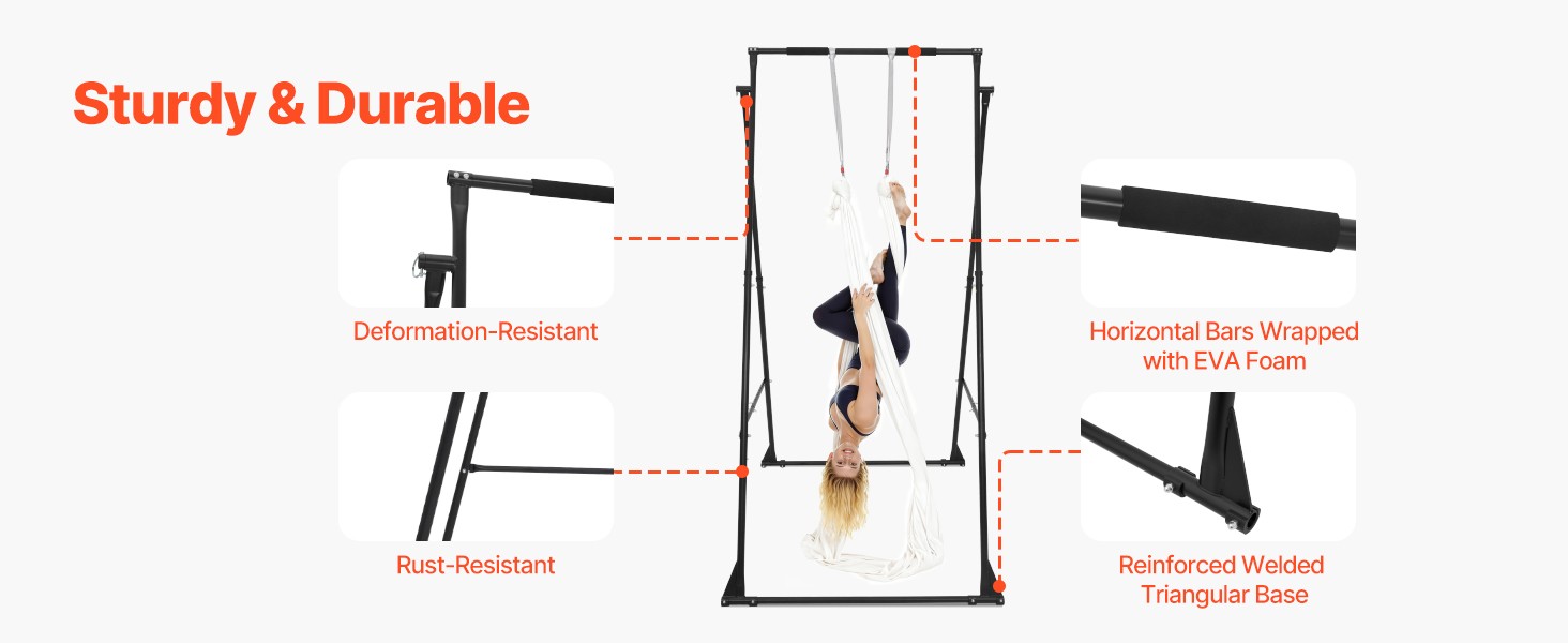 Yoga Stand Frame, 9.6 ft Aerial Silk Swing Stand, Max 551.2 lbs Load Capacity,