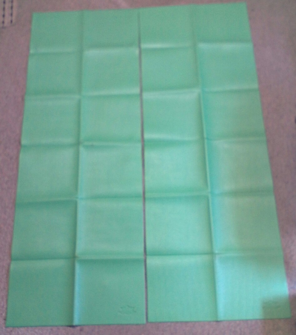 2 Non-Slip Double Folding Yoga/Floor Mats W/ Lotus Flower Imprint: Avocado Green