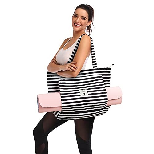 Yoga Bags for Women with Yoga Mats Bags Carrier Carryall Canvas Tote stripes