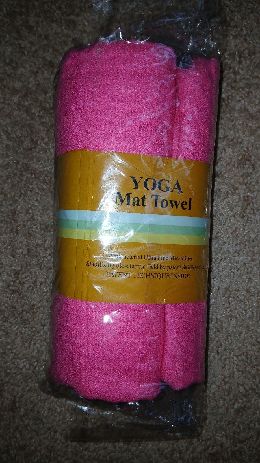ANTIBACTERIAL- FINE MICROFIBER- NON-SLIP-YOGA MAT TOWEL- NEW-ELEPHANT-73&Prime; X 25&Prime;