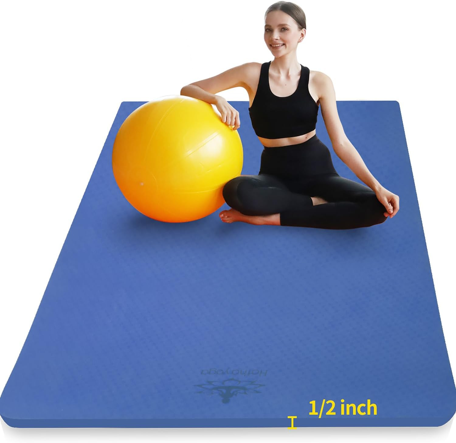 Hatha Yoga Large TPE Yoga Mat 6&rsquo;X4&rsquo;X1/2&Prime; Extra Thick Non-Slip Exercise Mat – for