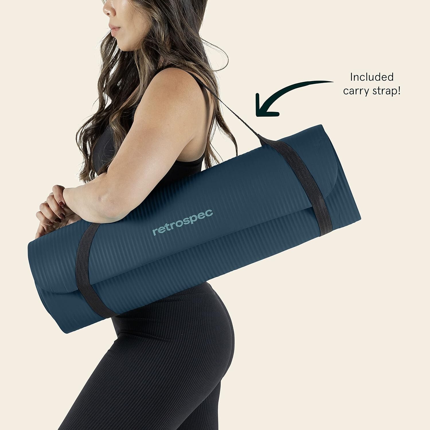 Solana Yoga Mat 1&Prime; Thick With Nylon Carry Strap for Men & Women – Non Slip