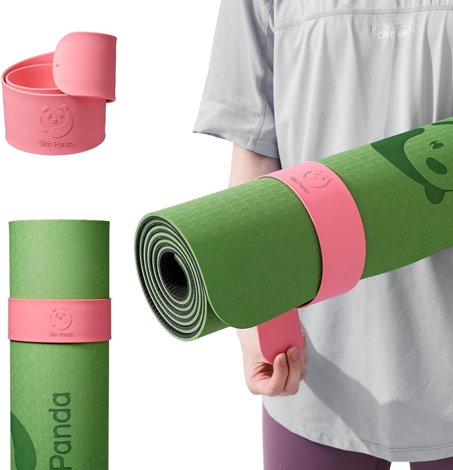Yoga Mat Strap Slap Band, One Snap Keeps Mats Tightly Rolled, Heavy-Duty Clas…