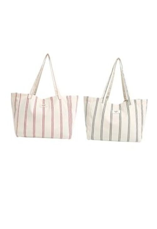 Large Striped Or Patterned Canvas Tote Bag for Women Men Shoulder 2 Stripes