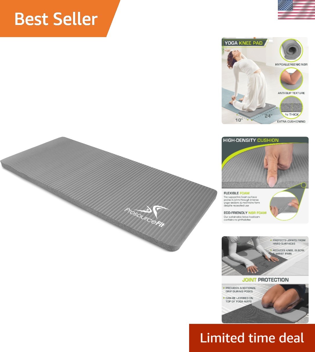 Extra Thick Yoga Knee Pad & Elbow Cushion 15mm for Comfort in Workouts