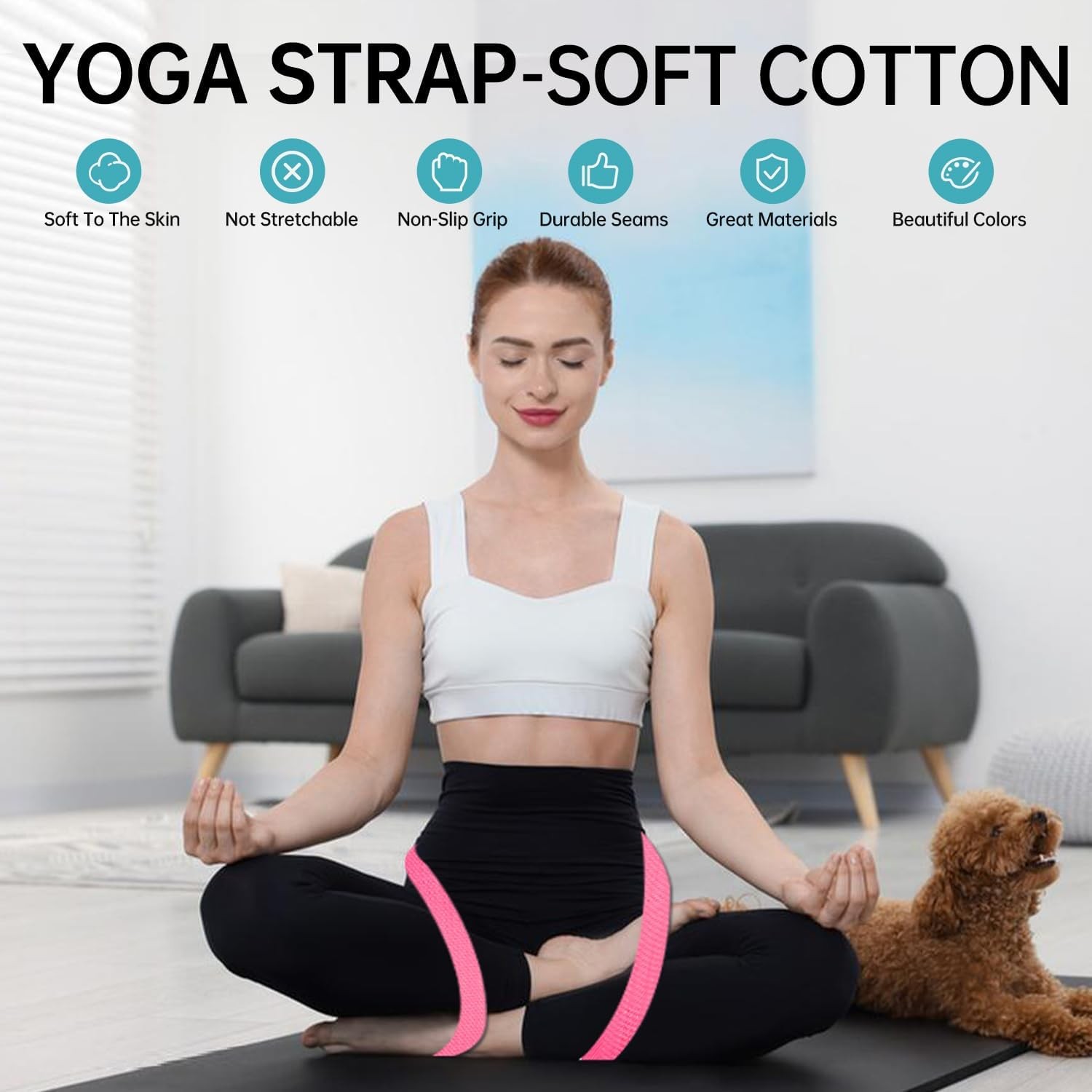 Yoga Exercise Adjustable Straps 8FT with Durable D-Ring for Pilates & Gym Workou