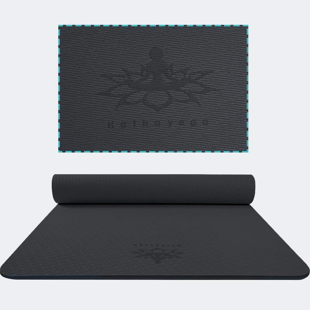Hatha Yoga Extra Thick TPE Mat – 72&Prime;x 32&Prime; 32Wx72Lx12mm, Black