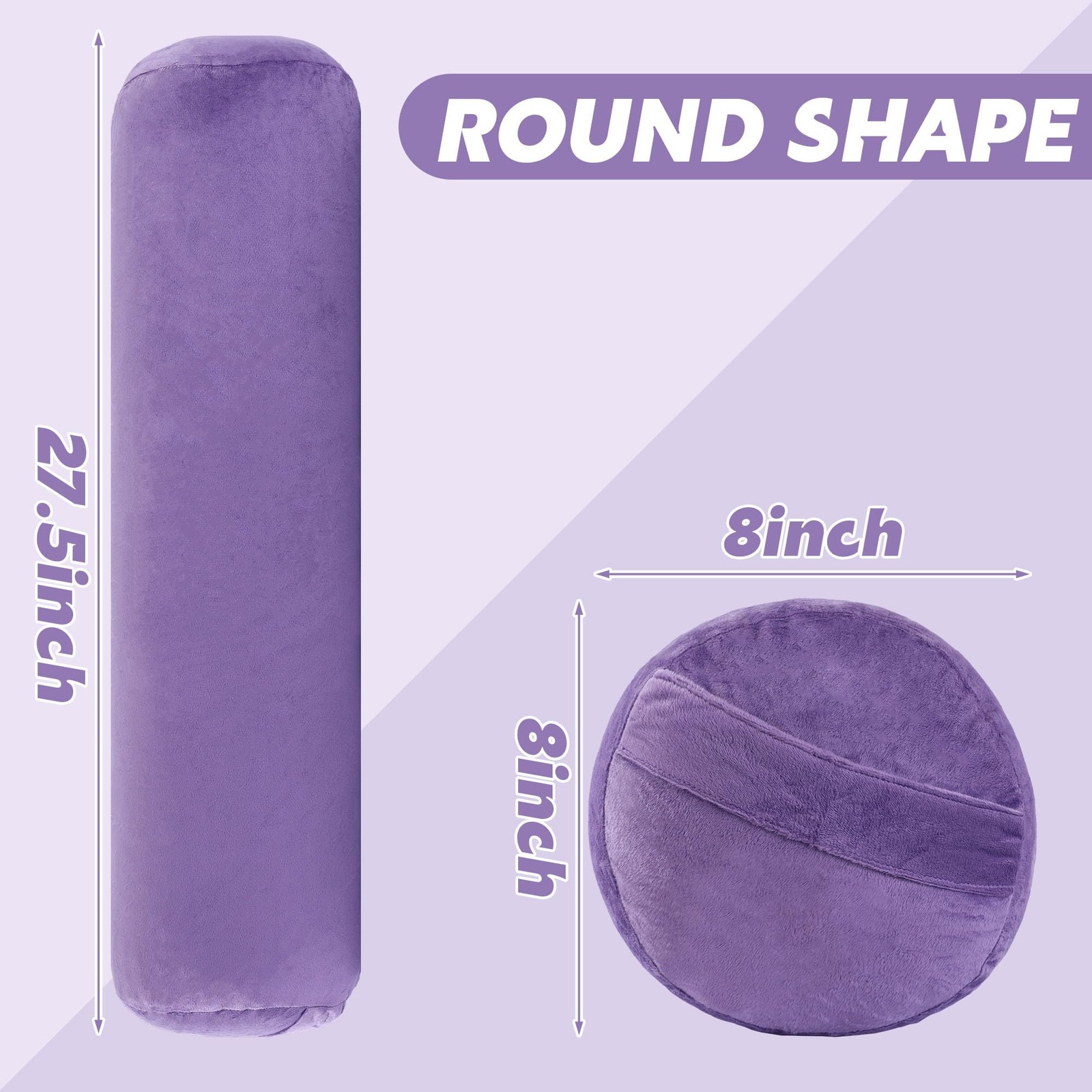 Round Yoga Pillow, Cylindrical Yoga Bolster Pillow with Washable Cover, Medit…