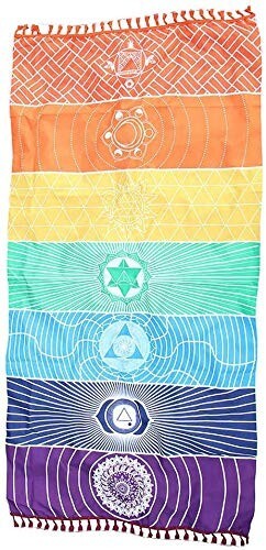 Yoga Mat Rainbow Chakra Sunscreen Shawl for beach outdoor travel exercise mat