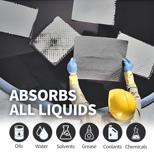 Oil Absorbent Pads – 9.8 x 13 Inch-Universal Leak, Drip, and Spill 10 x 13 Inch
