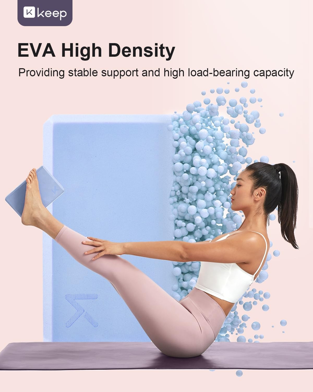 Yoga Block High Density EVA Foam Non Slip Surface 2 Pcs Support Practice