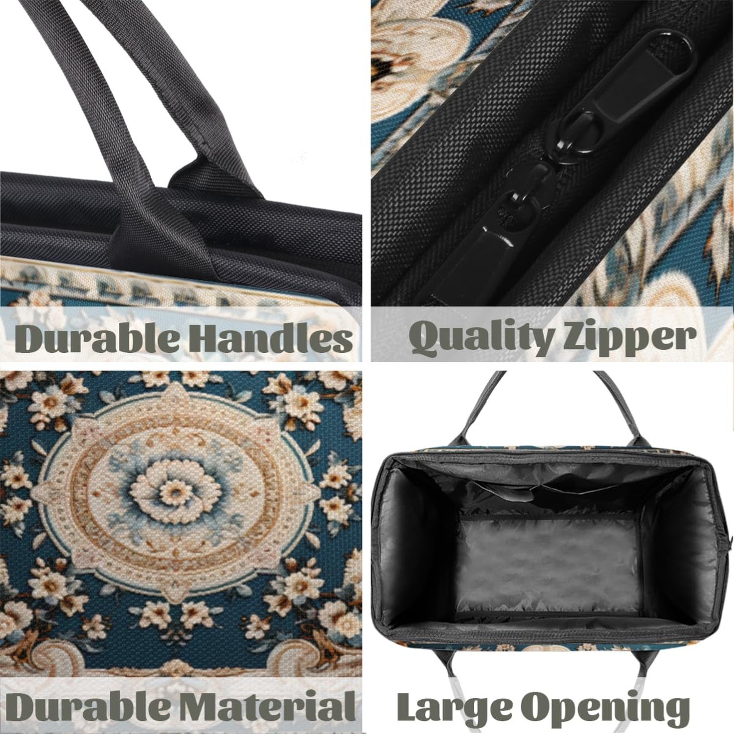 Carpet Flowers Patterns Gym Bag for Women Men, Travel Sports Duffel Bag with …