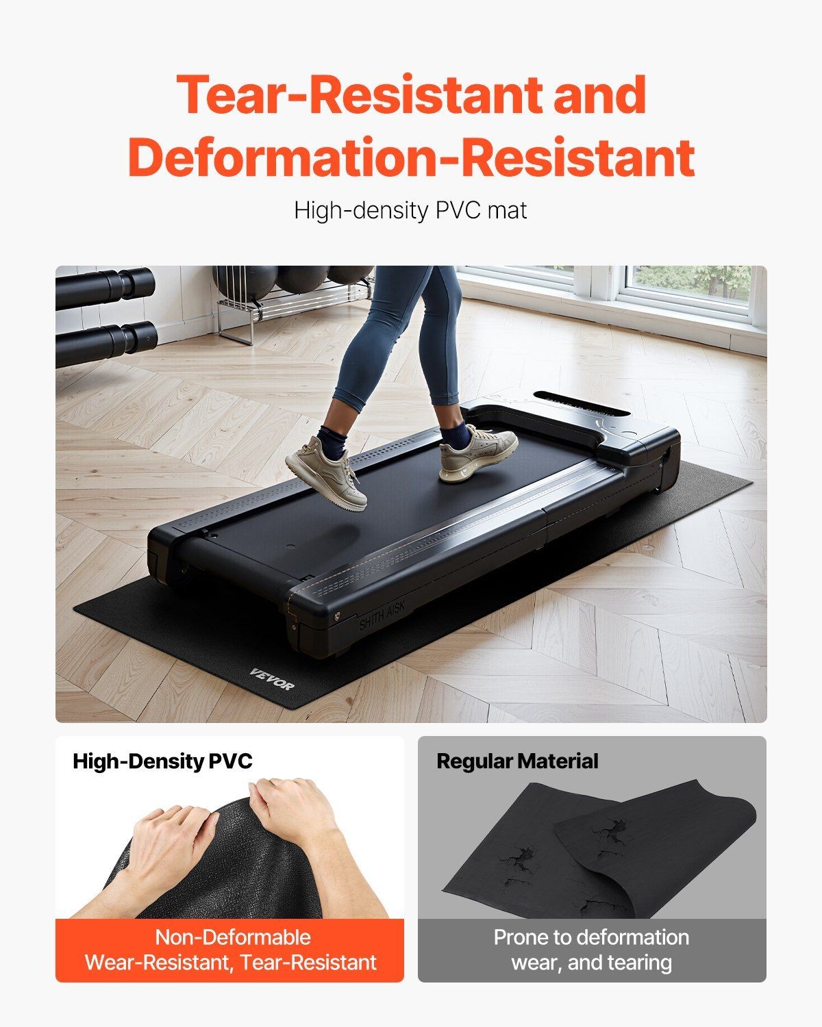 600x1300x4mm Non-slip PVC Workout Mat Water-Resistant Carpet Guard