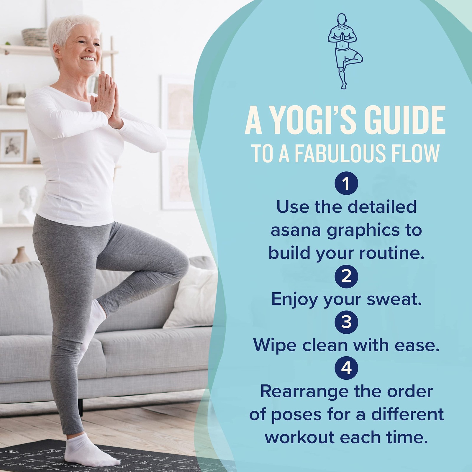 Yoga Mat for Women and Men – Large, 5mm Thick, 68 Inch Long, Non Slip Exercis…