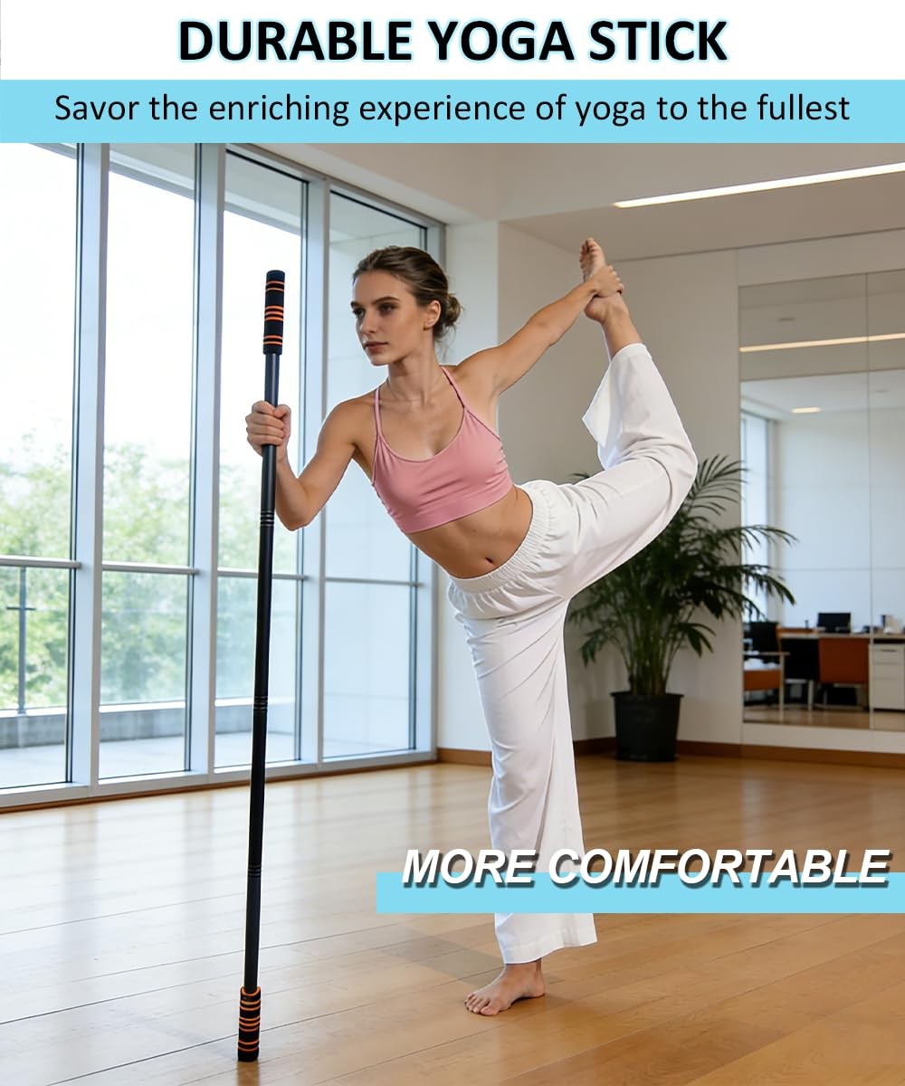 Adjustable Yoga Stretching Stick 5ft Fitness Mobility Bar Pilates Balance Pole