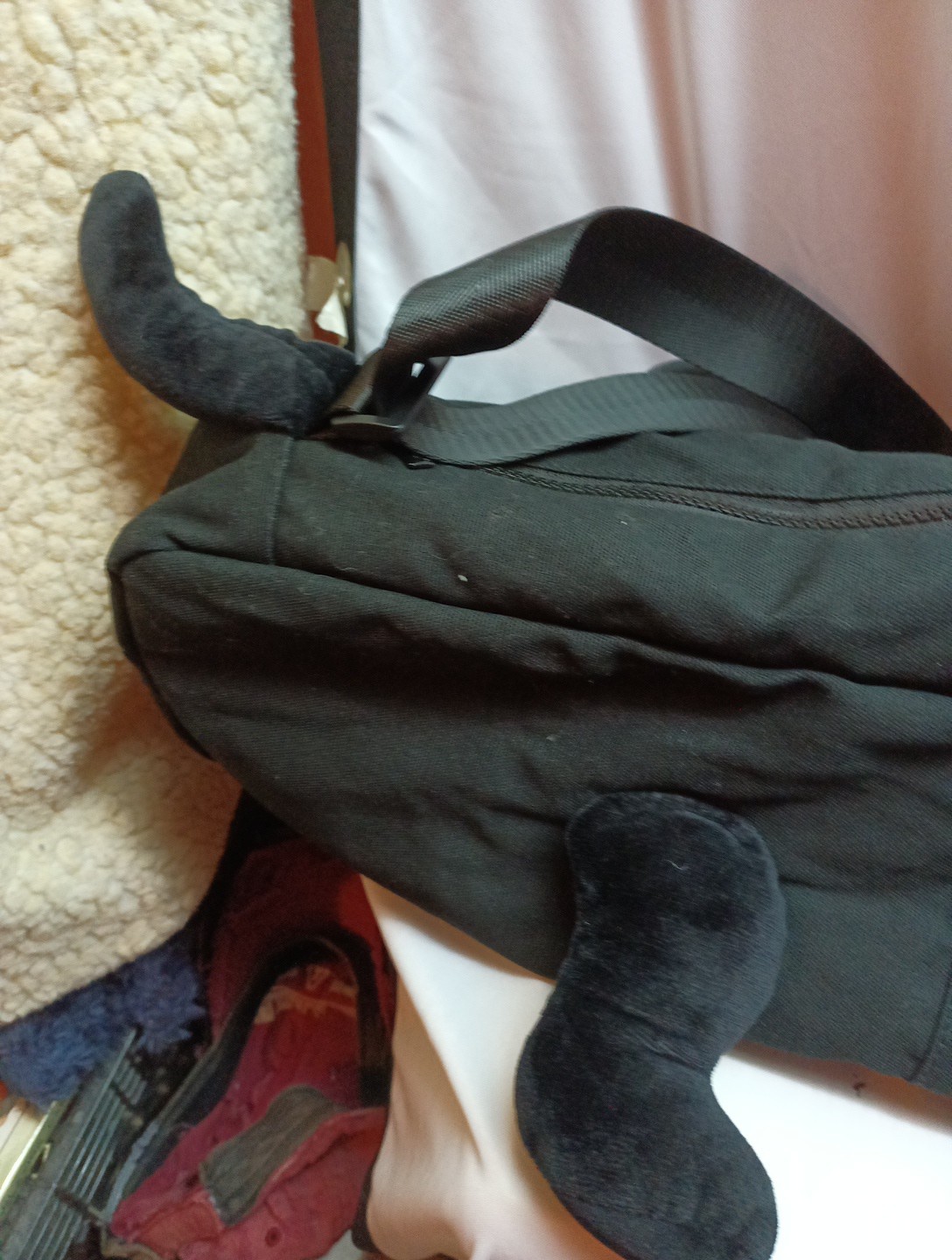 Yoga Pets Yoga Mat Carry Bag 31&Prime; Long Plush Black Dog Has A Zipper Pocket On…