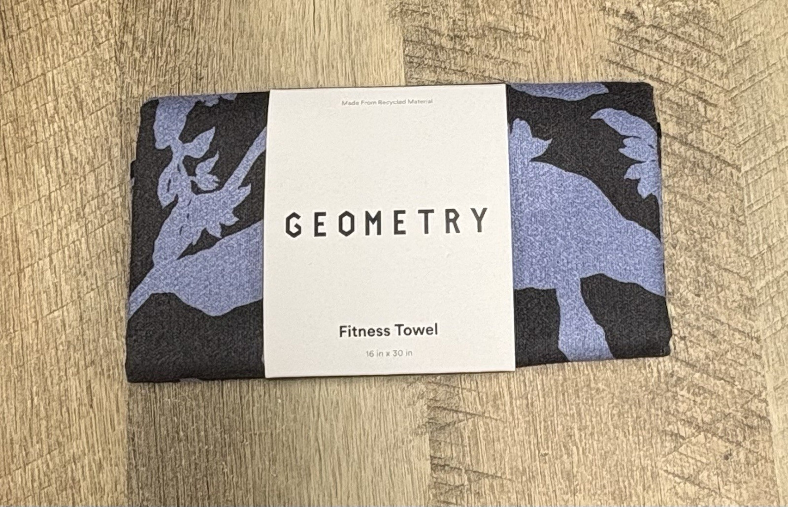 Geometry Abstract Floral Fitness Towel Purple & Black Eco-Friendly 16”x30” NWT