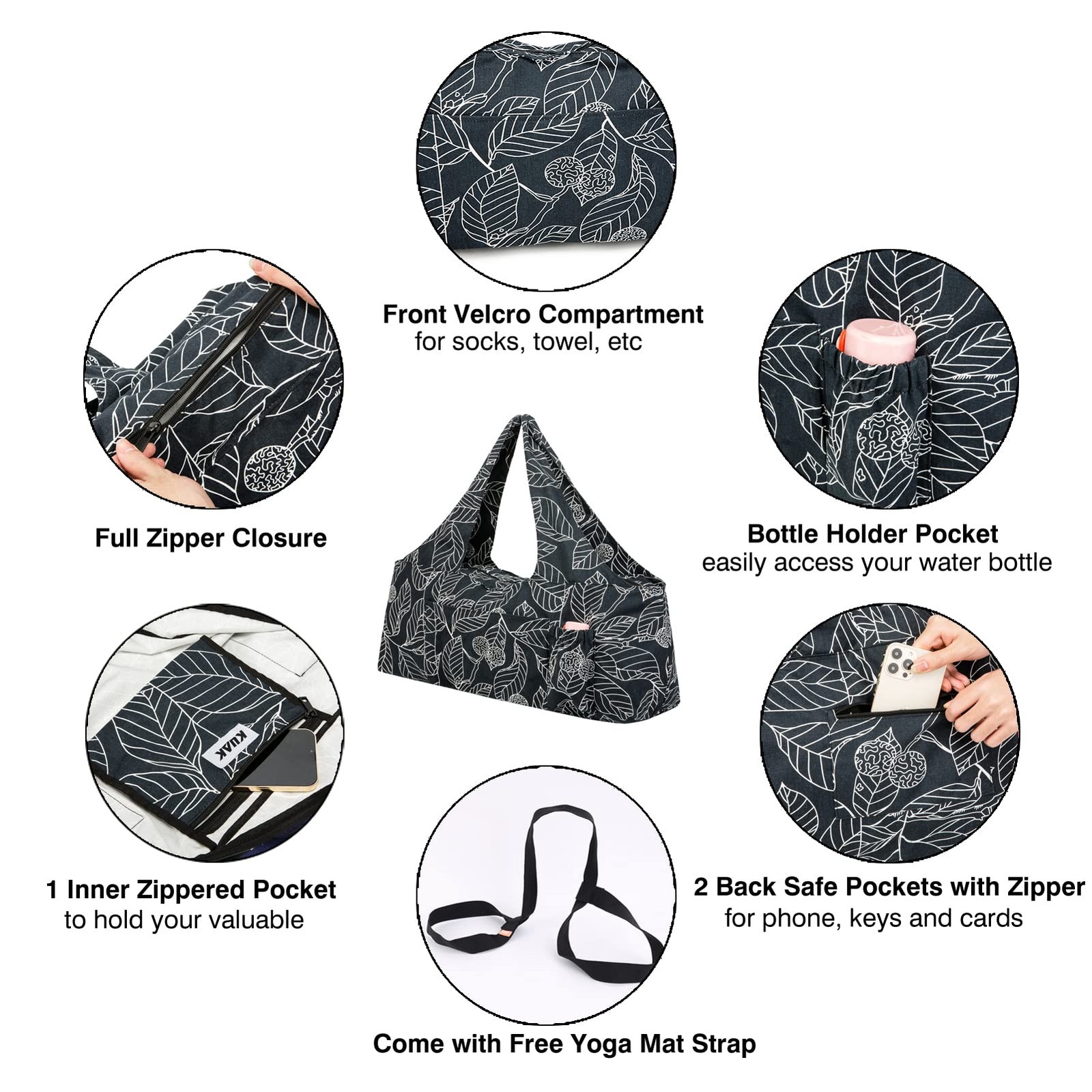 Extra Large Yoga Mat Bag with Zippered Top & 5 Pockets – Premium Waterproof F…