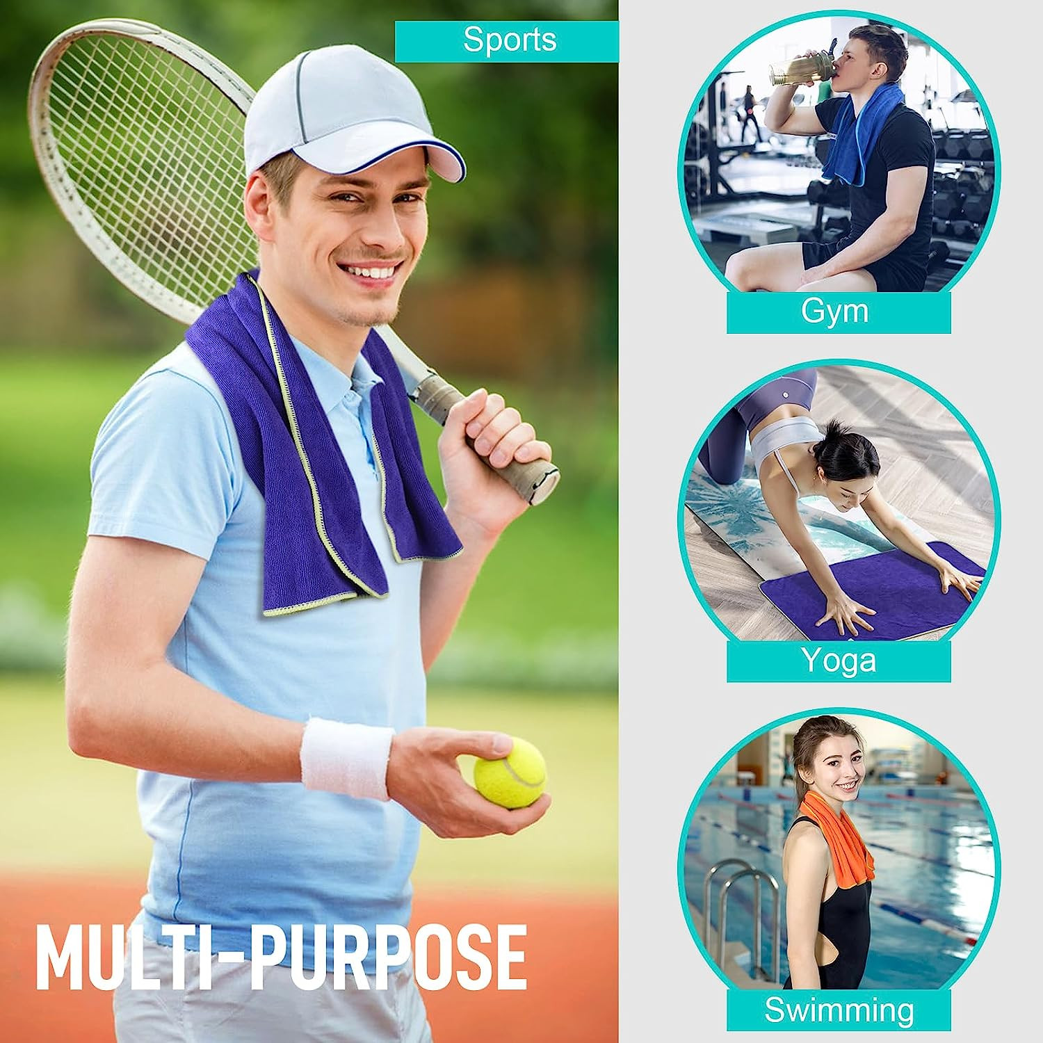 Microfiber Gym Towels Super Absorbent Compact Travel Workout Towel Quick Dry Cam